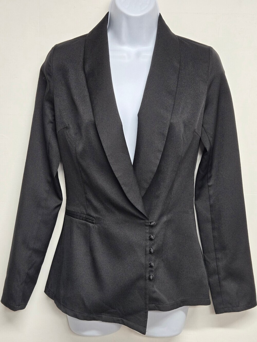 Pretty Little Thing 0 Black Business Suit Jacket Blazer Lapel Asymmetrical